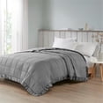 thumbnail image 2 of Madison Park Cambria Fabric Down Alternative Blanket with Satin Trim in Charcoal, 2 of 8