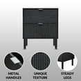 thumbnail image 3 of Sango Merk Black 2-Drawer Nightstand, Grooved Front and Cylindrical Legs, 3 of 8