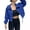 Royal blue, variant on Spring Fall Women Long Sleeve Turn-down Collar Casual Zipper Jacket Loose Anorak Crop Coat with Pocket