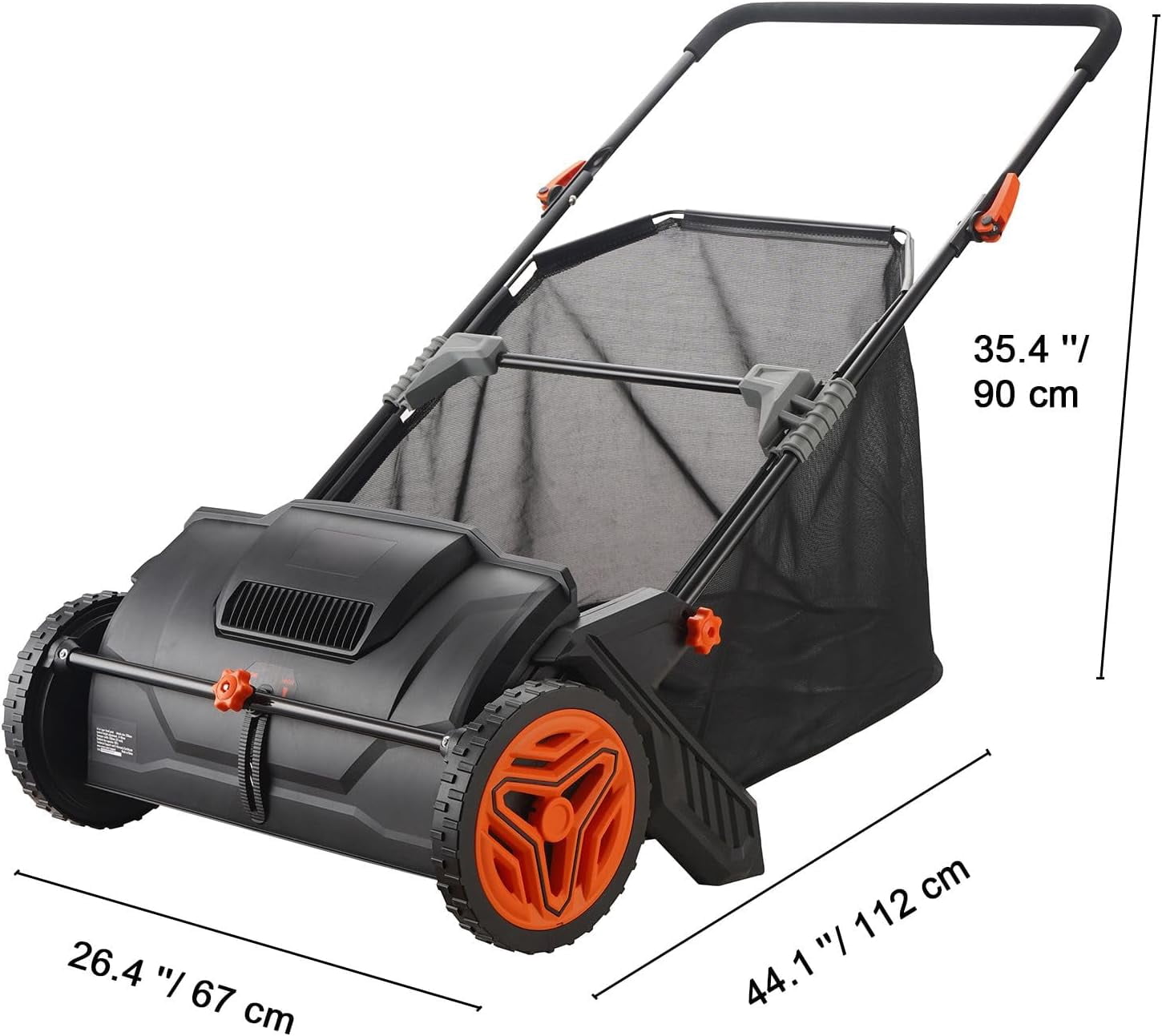 Push Lawn Sweeper 21 Inch Leaf and Grass Collector with 3.5 cu ft Hopper Bag Heavy Duty Yard Sweeper with Adjustable Height Spinning Brushes for Lawn Garden Cleaning