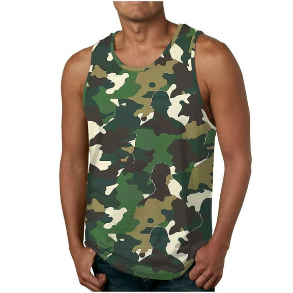 ALLLIST Tank Tops for Men Summer Big And Tall Sleeveless Pullover White Casual Camouflage Shirts for Men Size S-4XL