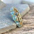 thumbnail image 2 of 3Ct Oval Lab-Created Aquamarine 14K Yellow Gold Plated Women's Wedding Band Ring Sterling Silver, 2 of 4