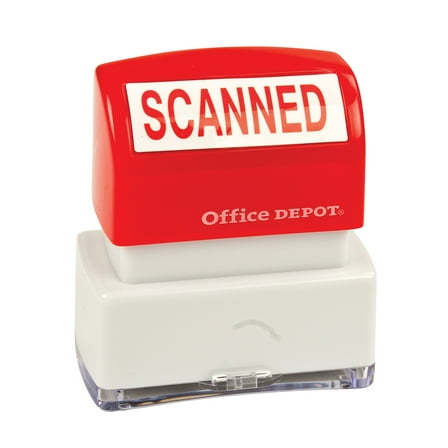 Office Depot Pre-Inked Message Stamp, ""Scanned"", Red, 034211