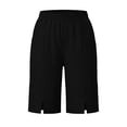 thumbnail image 4 of Elvqul Lounge Shorts for Women Bermuda Shorts with Pockets Summer Dressy Casual Cotton Mid-Rise Wide-Leg Womens Shorts Knee Length, 4 of 9