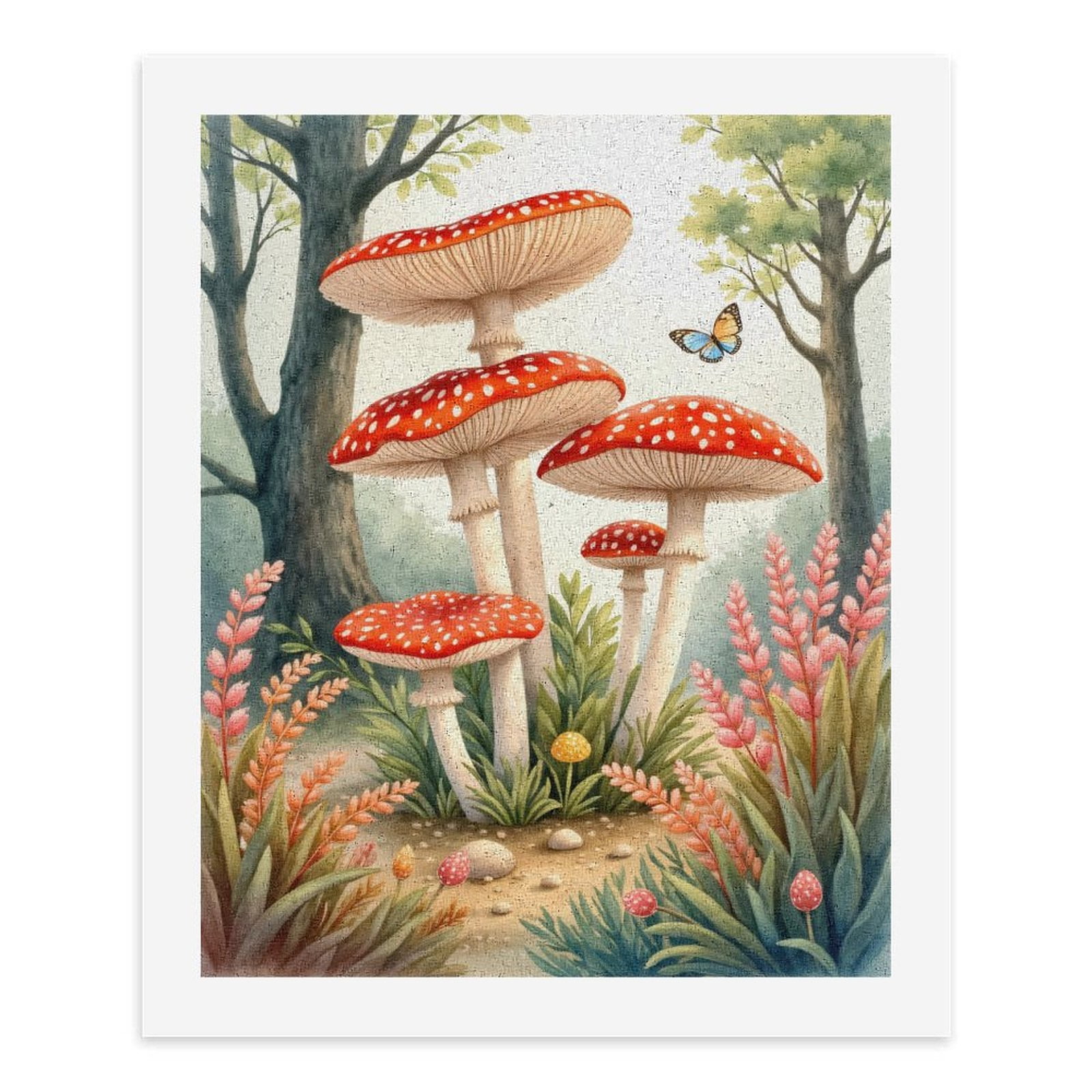 Paint By Numbers Kit for Adults Beginner - DIY Butterfly Forest Mushrooms Art Canvas Painting Kits for Adults, Frameless Paint By Number for Adults for Home Wall Decor 16x20 Inch