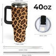 thumbnail image 2 of 40oz Insulated Stainless Steel Tumbler with Handle, Abstract Brown Leopard Print Leakproof Water Bottles Travel Mug with Lid And Straw for Water, Iced Tea Or Coffee for Most Car Cup Holder, 2 of 6