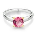 thumbnail image 2 of Gem Stone King 1.65 Ct 7mm Round Pink Mystic Topaz 925 Silver and 10K Yellow Gold Ring Ring (Size 8), 2 of 4