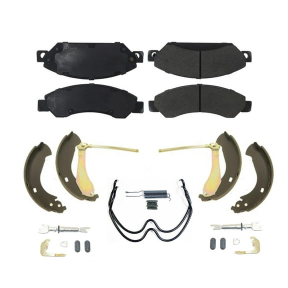 Front Brake Pads Rear Brake Shoes & Spring For 05-07 Silverado 1500 With Rr Drum