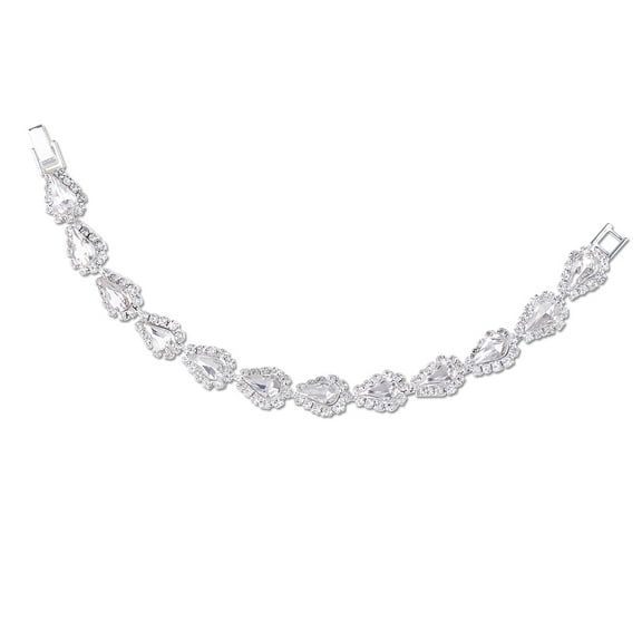 Silver Crystal Rhinestone Wrapped Around Crystal Teardrop Bracelet