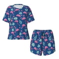 thumbnail image 4 of Naloa Plants And Flamingos Women's Short-Sleeved Pajama Set, Loungewear, Summer pajamas, Breathable Cozy - 3X-Large, 4 of 9