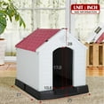thumbnail image 7 of Plastic Dog House 28 inch Indoor Outdoor Dog Houses with Elevated Floor, All Weather Waterproof Doghouse, Easy to Assemble,Ventilation Design Pet House, Red, 7 of 7