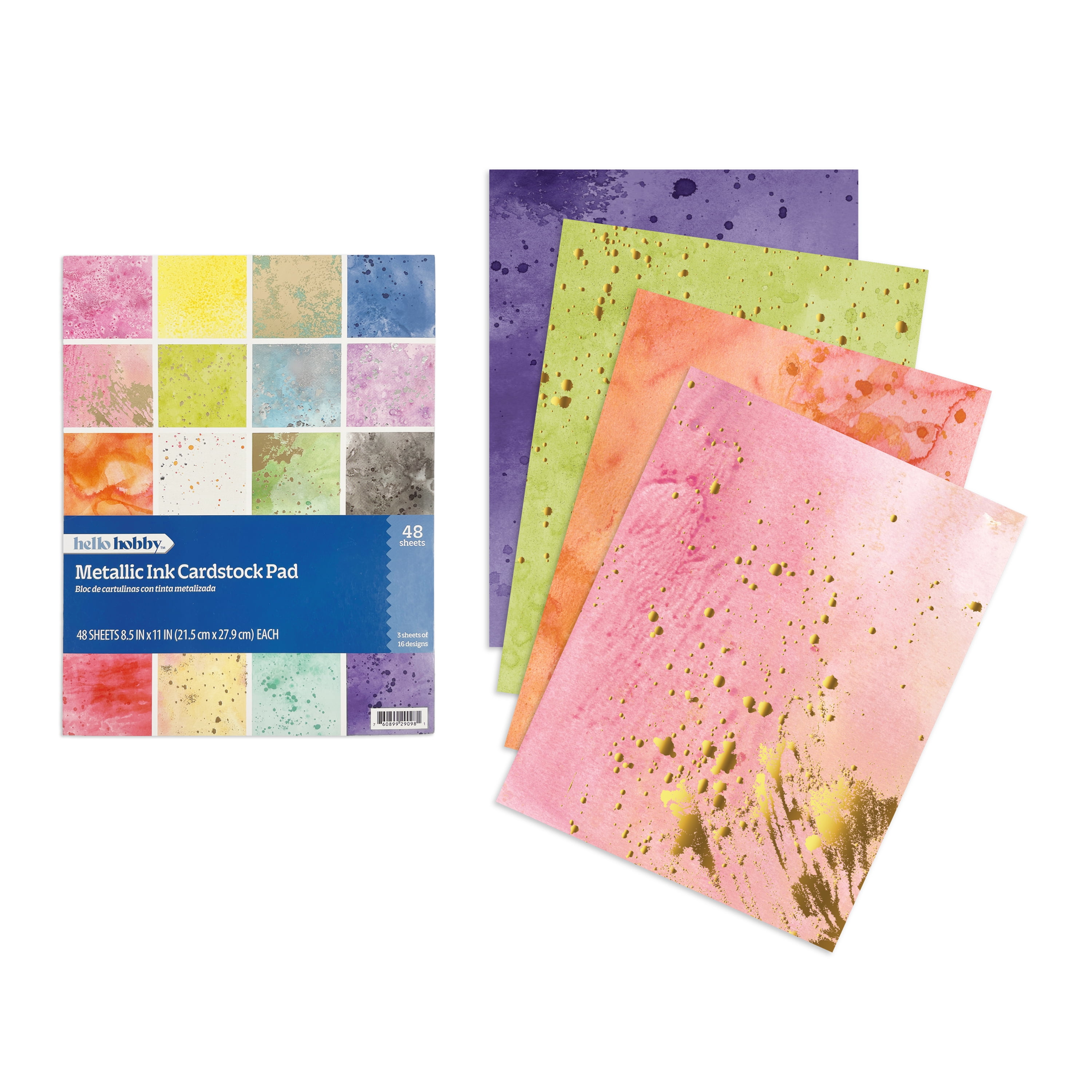 Hello Hobby Metallic Ink 8.5x11 Paper and Cardstock Combo Pad for Scrapbooking and Crafting