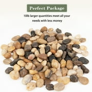 10lbs River Rocks, Decorative Pebbles for Plants, Fish Tank, Landscaping, Natural Polished, Mixed Colors, 3/8 to 1 1/2 Inch