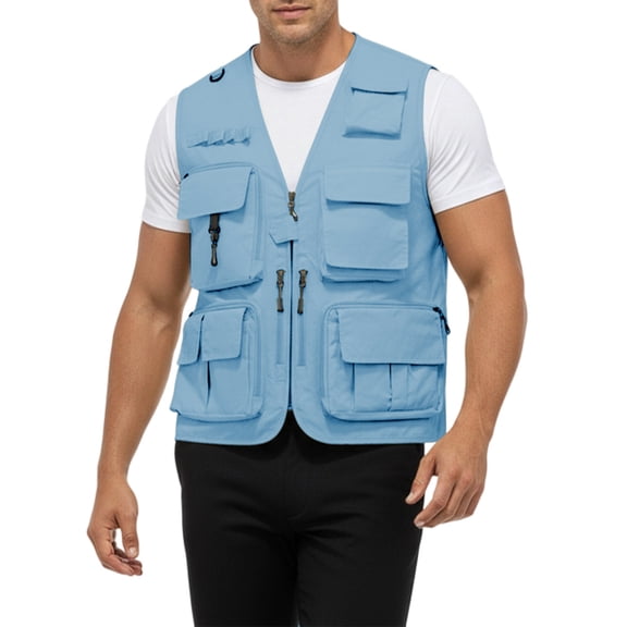 Fly Fishing Vests for Men Zip Up Casual Outdoor Work Safari Cargo Vest Jacket with Multi Pockets for Travel Climbing