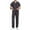Black_004, variant on Men Scrub Set Regular Fit Short Sleeve V-Neck Solid Color Top & Straight Leg Pants Stretch Comfort Soft Working Uniform with Pockets Black L