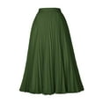 thumbnail image 3 of 2025 Trendy Summer Women's High Elastic Waist Pleated Skirt Knee Length Midi Swing A-Line Flowy Skirt Casual Comfortable, 3 of 3