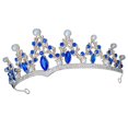thumbnail image 4 of Rhinestone Tiara Dark Blue Bridal Crown Headpiece with Glamour Enhancer for Wedding Decoration, 4 of 5