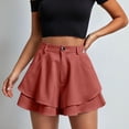 thumbnail image 2 of Hurxie Women's Casual Elastic High Waisted Wide Leg Flowy Shorts Pleated Dressy Summer Shorts Red,L, 2 of 7