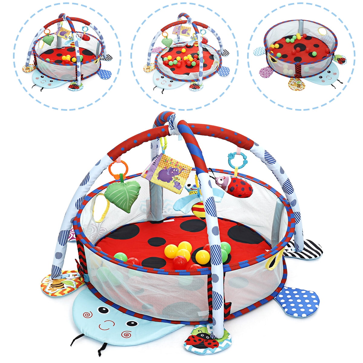 3in1 Baby Activity Play Mat Gym Game with Ball Pit Play Crawling Mat