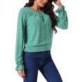 thumbnail image 4 of INSPIRE CHIC Women's Crew Neck Long Sleeve Smocked Cuff Simple Casual Tops Fall Winter Fashion T Shirt, 4 of 5