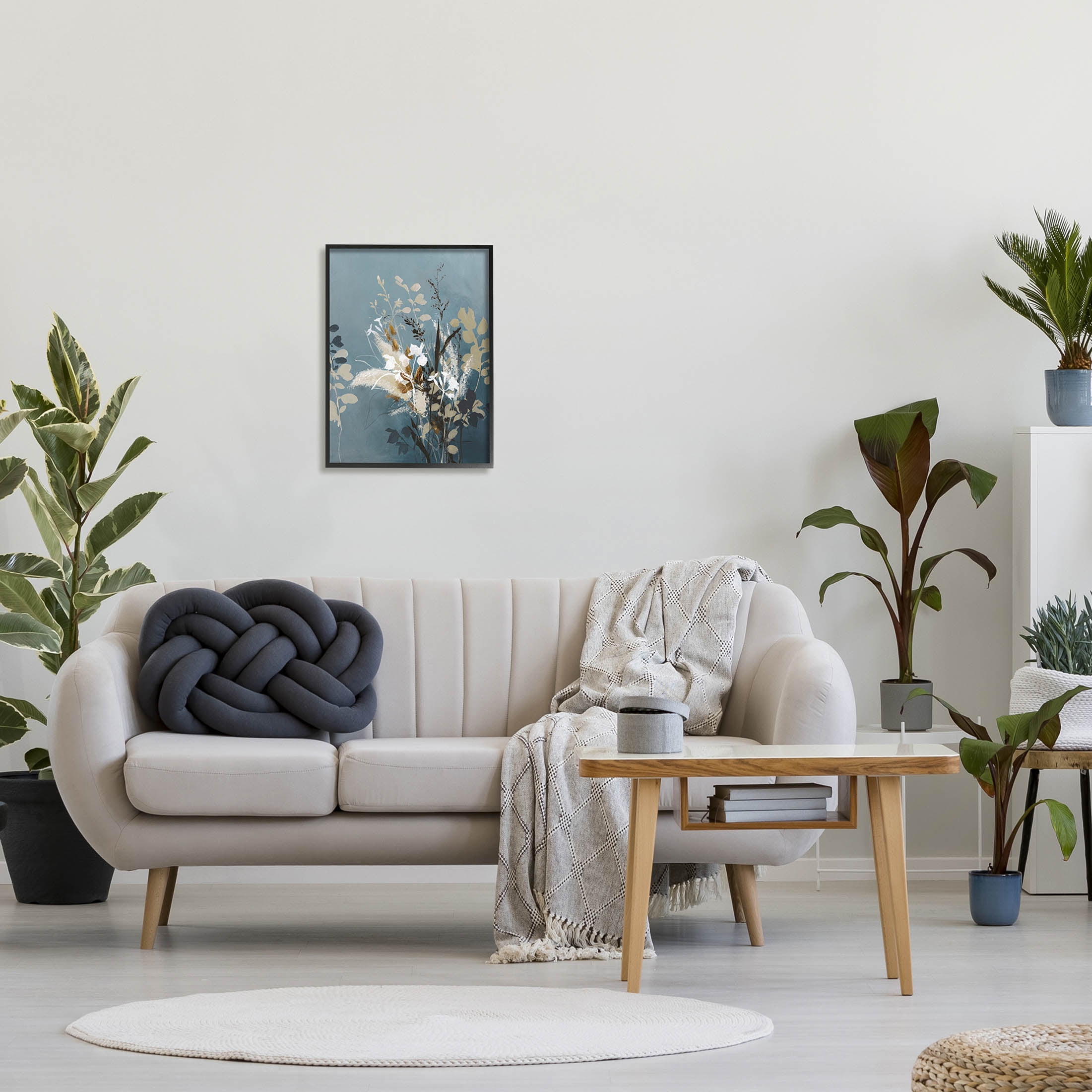 Stupell Industries Botanical Sprigs Modern Arrangement Graphic Art Black Framed Art Print Wall Art, Design by Design Fabrikken