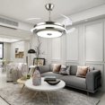 thumbnail image 4 of 36" Retractable Blade Chandelier Ceiling Fan with 3-Color LED Light, Remote Control, High-Quiet Motor, Chrome Finish, Dual Downrod for Living Room, 4 of 6