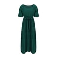 thumbnail image 6 of Great Gifts for Less Ofreoo Women's Casual Solid Color Round Neck Large Size Elastic Waist Stitching Long Skirt Dress Long Sleeve Round-Neck Ankle Dress Fall Outfits for Women 2024, 6 of 7