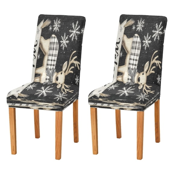 BZSMCE Chairs Slipcovers Dining Chair Covers Deer with Bowknot Creative Pattern