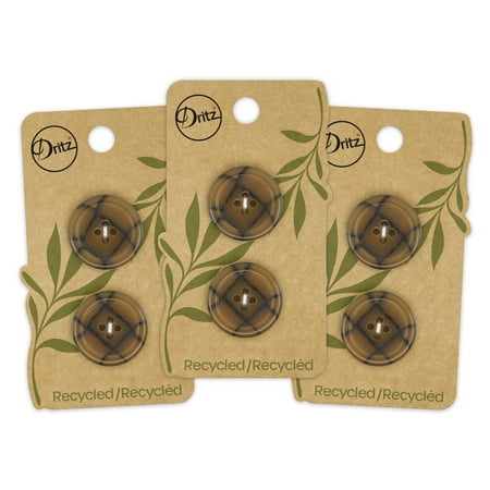 UPC: 0072879308020 | Dritz Recycled Polyester Round Button 23mm Medium Brown 3 Pack (6 Count)