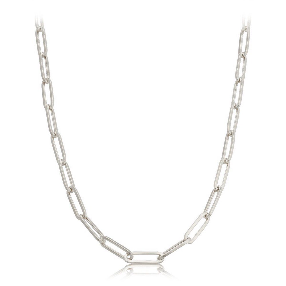 LoveBling - 14k White Gold 5mm Paper Clip Link Necklace (15