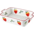 thumbnail image 1 of Lovely Strawberry Ceramic Baking Dish With Handles Lasagna Casserole Pan Dinner Kitchen 8 Inch, 1 of 3