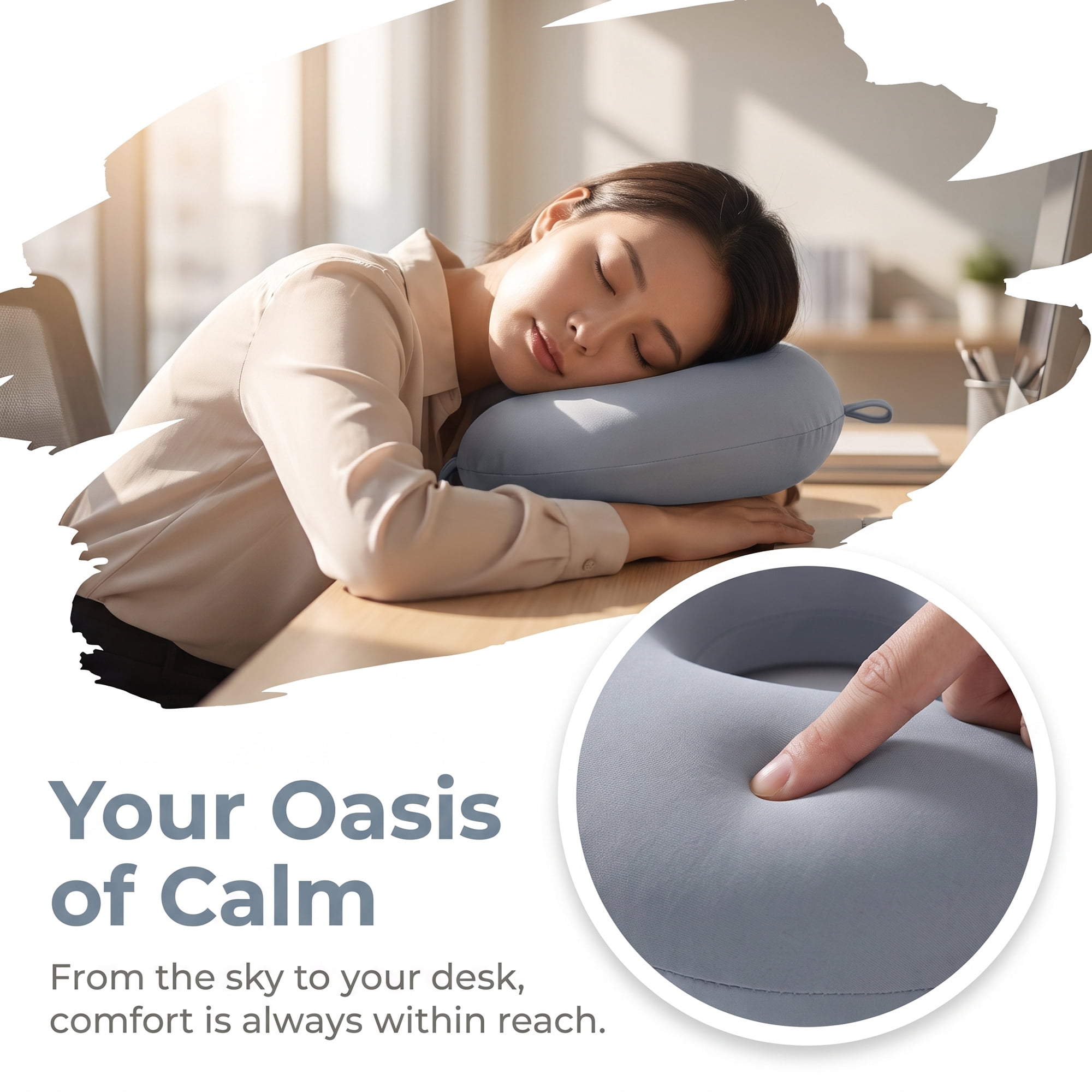 Unique Bargains Memory Foam Travel U Shape Neck Pillow Head Rest Dark gray 12"x12"x4"