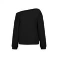 thumbnail image 4 of Yigetop off The Shoulder Sweatshirt, off The Shoulder Sweatshirt for Women Trendy Oversized Cute Sweatshirts Fall Travel Plain Hoodie with Pocket Cute Sweatshirts Black L, 4 of 9