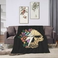 thumbnail image 6 of DouZhe Ultra-Soft Micro Fleece Lightweight Flannel Bed Blanket, Floral Rose Skull Skeleton Print Cozy Warm Throw Blankets, 60"x50", 6 of 7