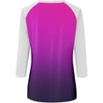 thumbnail image 3 of Camisas de Manga Corta para las Mujeres, 3/4 Manga Color Sólido Gradiente Impreso Cuello Redondo Casual Top Hecho de Tejido Súper Suave, Blusas de Manga Corta para las Mujeres, 3 of 5