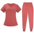 thumbnail image 2 of Conjunto médico femenino, top médico y pantalones deportivos, transpirable, manga corta, color sólido Naranja, 2 of 8