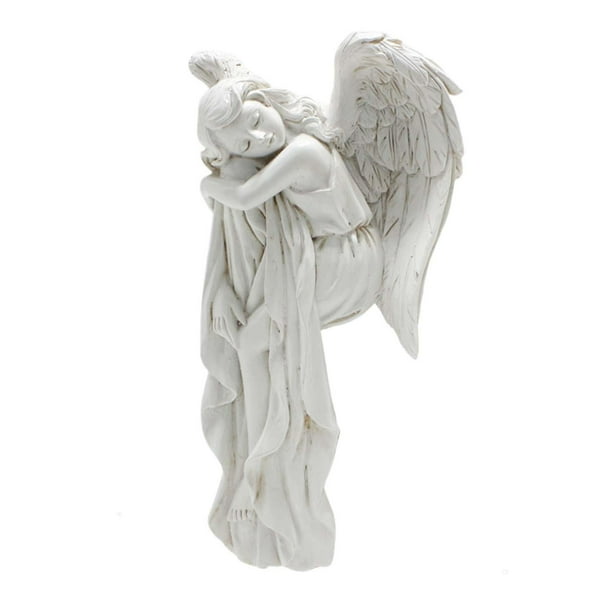 Figura de ángel de resina tallada a mano para decoración de marco de puerta de ángel para patio, césped y hogar. ángel izquierdo