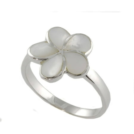 Brinley Co. Women's Mother of Pearl Sterling Silver Plumeria Flower Fashion Ring