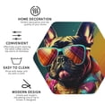 thumbnail image 3 of Honeii Retro Bulldog Sunglasses Print Leather Coaster Set of 4, Ideal for Safeguarding Your Furniture from Drinks Spills and Effortless Cleanup-Hexagon, 3 of 6