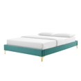 thumbnail image 1 of Platform Bed Frame, Full Size, Velvet, Teal Blue, Modern Contemporary Urban Design, Bedroom Master Guest Suite, 1 of 7