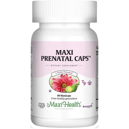 Maxi Health Prenatal Caps Multivitamins with Biotin and Iron One a Day, 60 Count