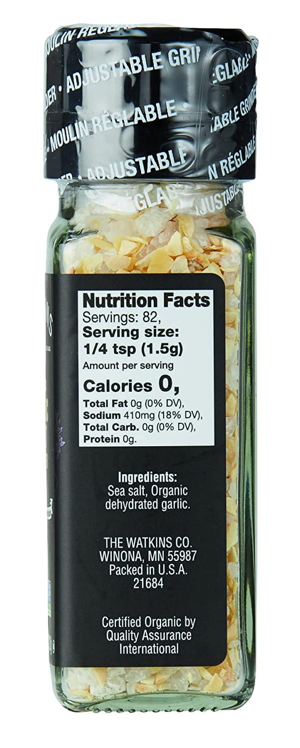 Watkins Organic Garlic Salt Grinder, 4.3 Ounce, 3-Pack