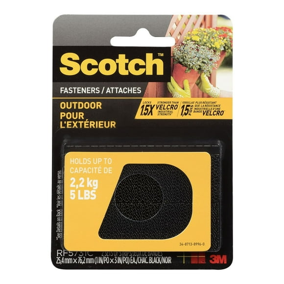 Attaches pour l'extérieur de 25 x 76,2 mm (1 x 3 po) de ScotchMC, noires