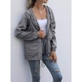 thumbnail image 3 of Imperméable Léger pour Femmes Coupe-Vent à Capuche Extérieur Pliable Randonnée Camping Tenues Dames, Gris Foncé, TG, 3 of 7