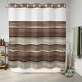 thumbnail image 6 of No Hook Shower Curtain, Brown Beige Wooden Shower Curtains for Bathroom with See Through Top Window, Vintage Farmhouse Retro Art Waterproof & Washable Bath Curtain 66"x72", 6 of 9