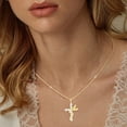 thumbnail image 3 of APSVO 18K Gold Plated Butterfly Cross Necklaces for Women Girls August Birthstone Pendant Chain with Peridot Birthday First Communion Graduation Mothers Day Jewelry Gifts Teen Her Mom Kids, 3 of 8