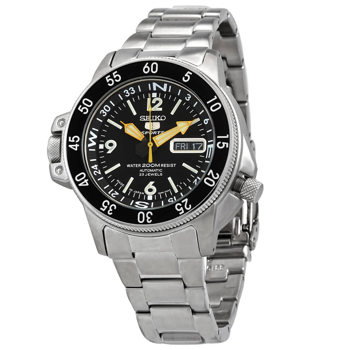 Seiko Men's 5 Compass Automatic Black Dial Watch SKZ211J1 