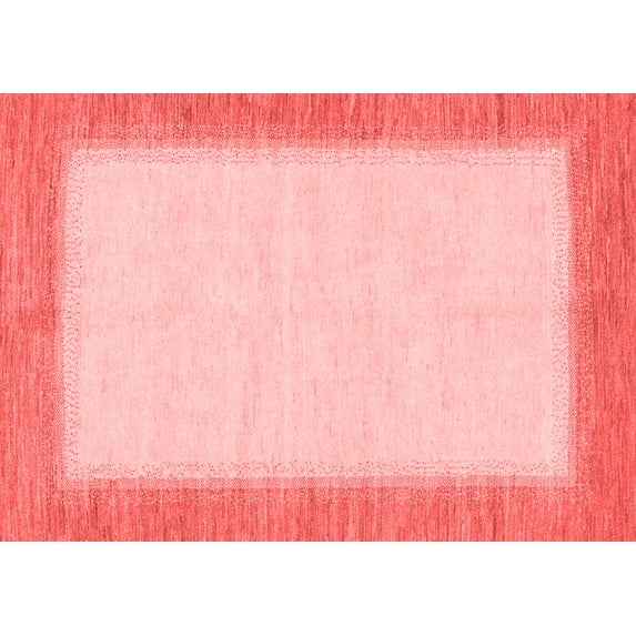 Ahgly Company Machine Washable Indoor Rectangle Solid Red Modern Area Rugs, 7' x 9'