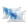 thumbnail image 2 of Haosy Satin Pillowcase for Hair and Skin Standard Cooling Silk Pillow Case with Envelope Closure Blue and White Geometric 20"x26", 2 of 9