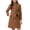 Dark Brown, variant on Double Breasted Pea Coat for Women Stand Collar Mid Long Trench Outwear Winter Coat with Belt L White